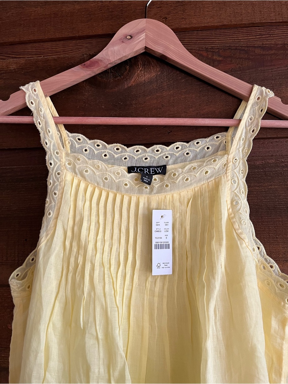 J. Crew Yellow Scallop Trim Mini Dress in Ramie - Lemongrass Size Small